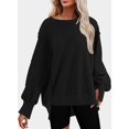 thumbnail image 3 of Sweats pour Femmes Col Rond Chute Légère Couleur Unie 2023 Mode Chaud Coupe Oversize Pulls, 3 of 4