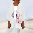 thumbnail image 2 of XIAfhje Womens Summer Cardigans Lightweight 3/4 Sleeve Floral Print Kimono Cardigan Loose Casual Beach Cover Up Blouse Tops, 2 of 5