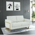 thumbnail image 3 of LeisureMod Loveseat Upholstered in Leather 2-Person Seater Sofa with Gold Stainless Steel Base and Removable Cushions for Modern Home, Living Room, Offices Lincoln Collection in White, 3 of 8