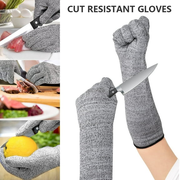 Fznkrag 1 Pair Cut Resistant Sleeves Proof Gloves for Kitchen Outdoor Work Safety Arm Protection Sleeves Anti-Cutting Gray