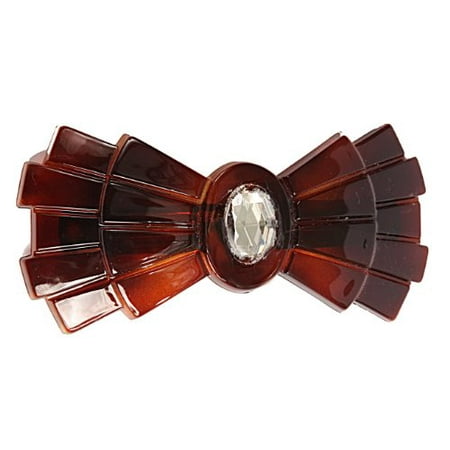 Large Oval Stone - Caravan Hand Decorated French Tortoise Shell Barrette with Large Swarovski Oval Crystal Stone, .65 Ounce