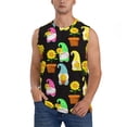 thumbnail image 2 of Lsque Gnomes With Sunflowers Print Men's Cotton Blend Sleeveless Muscle Shirts (S-3XL)- Moisture Wicking, Odor Protection, UPF 30+,XX-Large, 2 of 8