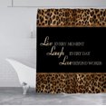 thumbnail image 3 of Brown Leopard Print Shower Curtain, Live Laugh Love Positive Quotes Patchwork Cheetah Skin African Safari Animal Bathroom Decor, Waterproof Fabric Black Shower Curtain, 72 X 72 Inch, 3 of 5
