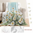 thumbnail image 5 of Spring Daisy Blanket Soft Cozy Warm Throw Blanket for Couch, Plush Fuzzy Flannel Fleece Blankets for Sofa, Watercolor Botanical Flowers Blue Striped Bed Blankets Lightweight Gifts for Women, 50"x60", 5 of 9