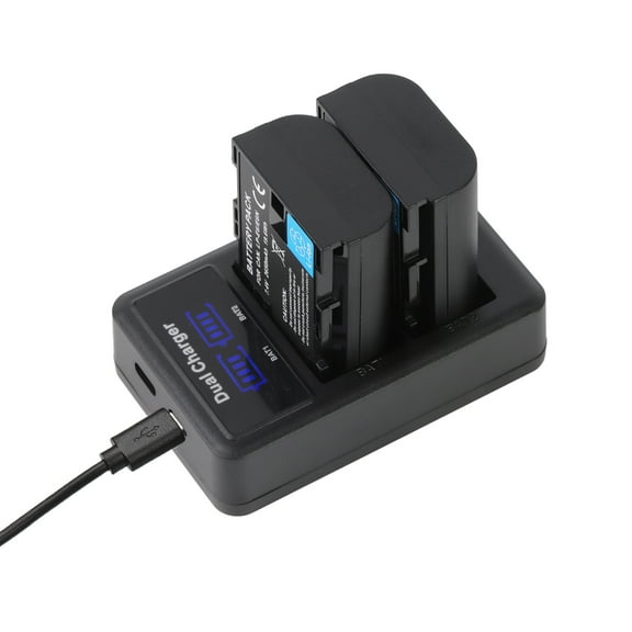 Usb LP E6 E6N Battery And Charger Kit 2pcs 7.4V 2650mAh Battery With 1pc LED2 LPE6 Dual Channel Camera Battery Charger USB Port LED Screen Display Replacement For 5D  II/III/IV