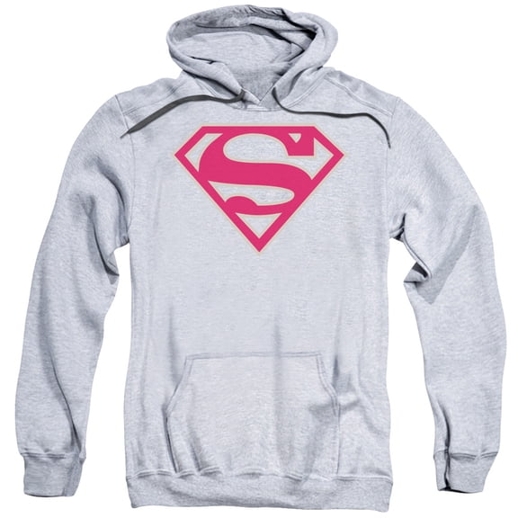 Superman Crimson &Amp; Gray Shield Adult Pullover Hoodie Sweatshirt Athletic Heather