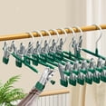 thumbnail image 2 of clip pants hangers non-slip Adjustable Width Clothes Hangers Heavy Duty Stainless Steel Garment Clips Space Saving Closet Organizer  Bullet Points：, 2 of 8