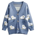 thumbnail image 3 of HCYSFG Womens Duck Print Cardigan V Neck Button Down Long Sleeve Oversized Fit With Pockets Knit Sweater Casual Fall Weekend Daily Layering Jacket, 3 of 3