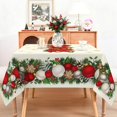 thumbnail image 3 of Christmas Square Tablecloth 60x60 Inch Waterproof Christmas Poinsettia Flower Tablecloth Xmas Washable Table Cloth for Winter Holiday Party Picnic Dinner Home Decor, 3 of 6