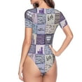 thumbnail image 4 of Fotbe Lavender Flowers Women's Crew Neck Short Sleeves Bodysuit Tops Round Neck Slim Sleeveless Soft Comfortable Basic-Small, 4 of 9