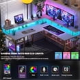 thumbnail image 3 of iSunirm L Shaped Computer Desk, Corner L Shaped Desk with Power Outlet and LED Light Strip, Reversible L Desk with Monitor Stand, Ergonomic 2 Person Office Desk for Home and Office, White Gold, 3 of 8