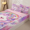 thumbnail image 3 of Metsweet Dreamy Floral Unicorn Zipper Twin Comforter Sets with Fitted Sheet and 2 Pillowcases, Watercolor Rainbow Flowers Zipper Bedding Set, Pink Purple,4-Piece,Pink Reversible, 3 of 6