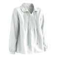 thumbnail image 4 of beishanbush Winter Sales Saving $15 Casual Summer Tops Women's Blouse,V Neck Pleated Lapel Long Sleeve Loose Fit Under $20, 4 of 4