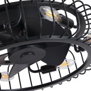 20 inch Industrial Black Caged Ceiling Fan with Lights,Modern 6-Light Light Fixture with Remote Control,5 ABS Blades Reversible 6-Speed for Bedroom,Kitchen.