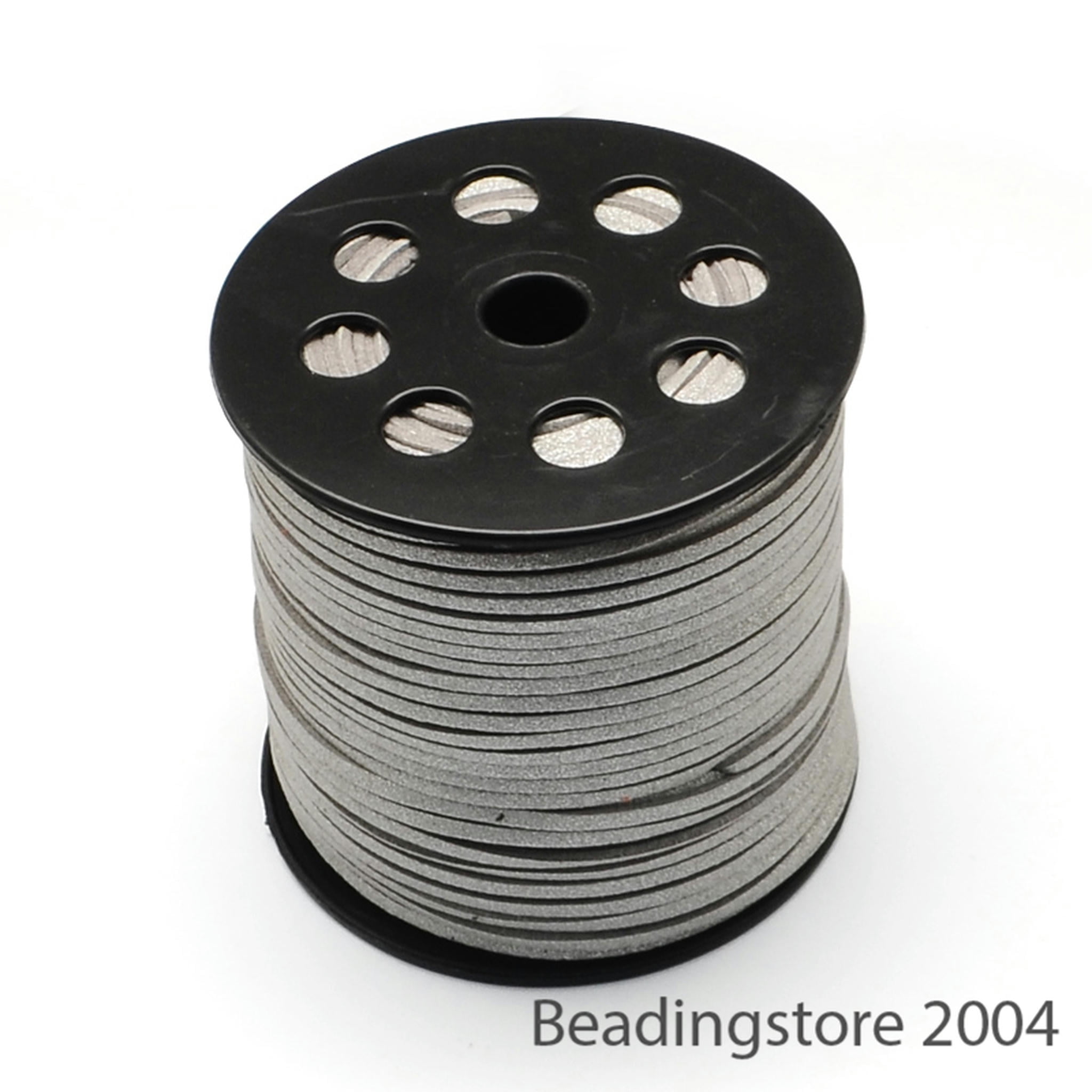 EOEMY 100Yds/Roll Glitter Powder Korean Flat Faux Suede Cords String Threads 2.7X1.4mm-Dark Gray