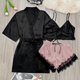 thumbnail image 2 of Gibobby Camisones de algodón Conjunto de pijamas para mujer Pijamas para mujer Pijamas de talla grande para mujer Pijamas casuales Tirantes de encaje para mujer Pantalones cortos (Rosa, XL), 2 of 4