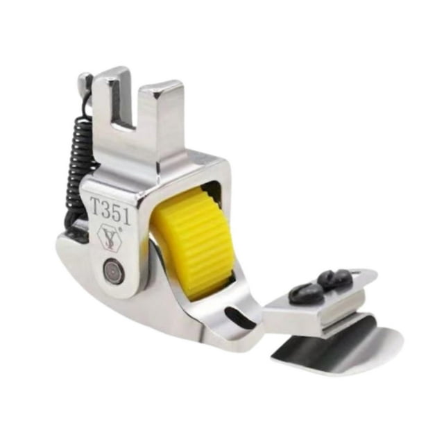QualitChoice Pied Presseur Ourleur Roulé Accessoires en Caoutchouc Réglable Vert Roue de Couture Jaune 6x3.5cm