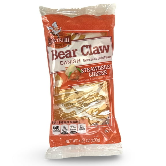 Cloverhill Strawberry Bear Claws | Individually Packaged | 12 Pack
