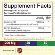 NutriFlair Berberine HCl 1200mg with Ceylon Cinnamon, 120 Capsules – High Potency Berberine Supplement, Non-GMO, Made in USA, 2-Month Supply