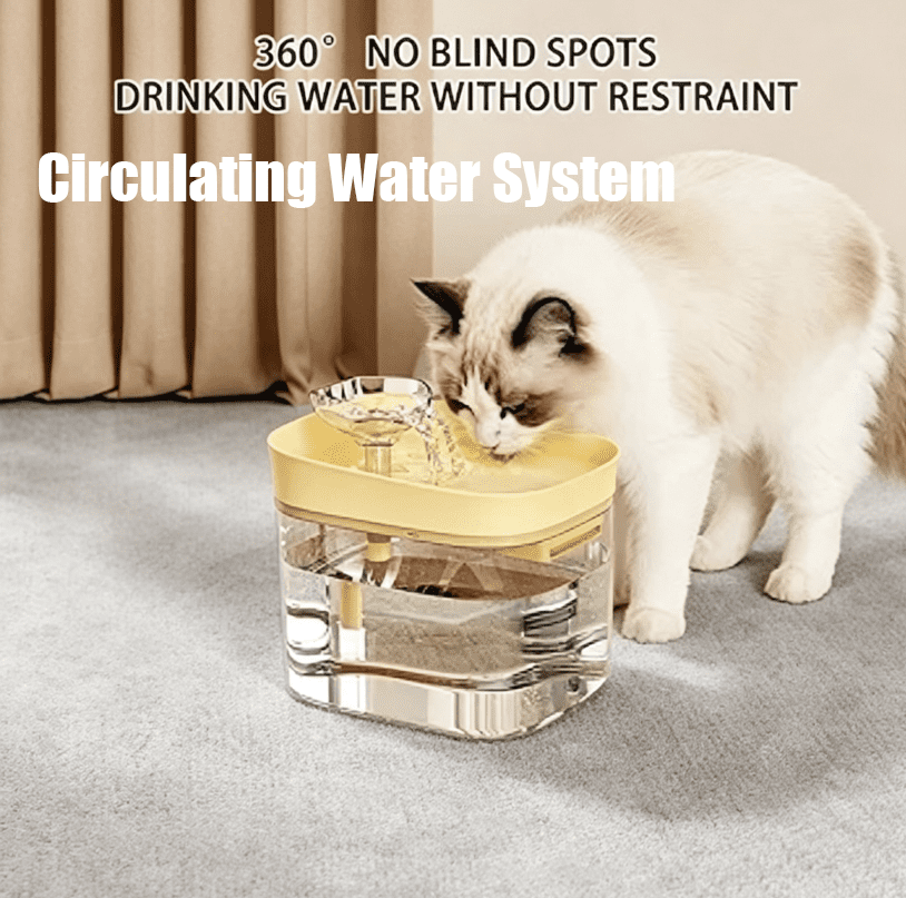 Cat Water Fountain-Clear Cat Drinker, 1.8 Liter Multi-Layer Filtration Dog Fountains Waters Bowl,Cat Water Fountain for Pet Parents Animal Lovers Home Office, Silent Flow Hydration Dispenser