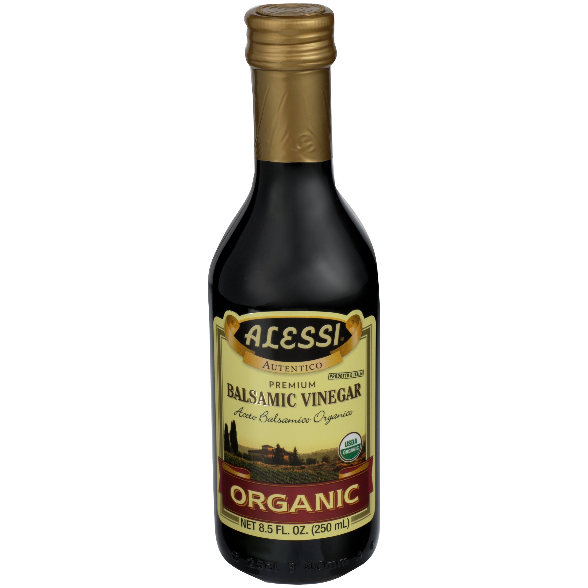 Pack of 6, Alessi Organic Premium Balsamic Vinegar, 8.5 fl oz