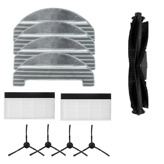 Replacement Accessories Parts for iHome AutoVac Nova Self Empty Robot Vacuum,4 Mop Pads,2 HEPA Filters,1 Main Brush, 4 Side Brush