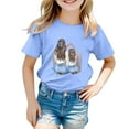 thumbnail image 1 of T-shirts Filles Mode Imprimé Col Rond Manches Courtes Amples Loisirs Hauts Filles Bleu Clair 5-6 Ans, 1 of 4