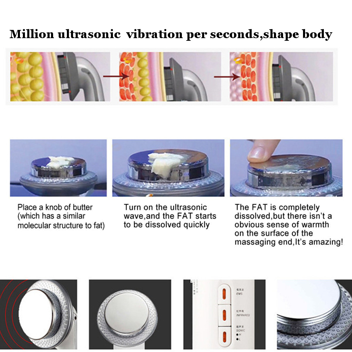 3 In 1 Ultrasonic Fat Cellulite Remover Body Massager Infrared 