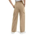 thumbnail image 4 of Mlzmgr Cargo Pants for Women Wide Leg Elastic Waist Pants with Pockets Solid Color Summer Vacation Hiking Trousers, 4 of 5