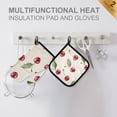 thumbnail image 4 of Yayeee Oven Mitts and Pot Holder Set of 2 Heat Resistant Kitchen Gloves Baking Hot Pad, Beige Cherry, 4 of 5