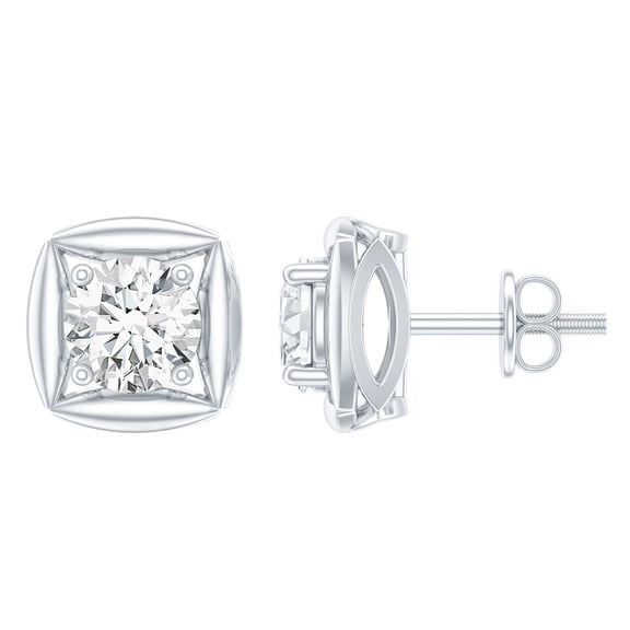 Rosec Jewels Lab Grown Diamond Stud Earrings for Women (EF-VS Quality) - Ready to Gift with Jewelry Box, 925 Sterling Silver