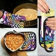 thumbnail image 5 of Yayeee Oven Mitts and Pot Holder Set of 2 Heat Resistant Kitchen Gloves Baking Hot Pad, Purple Wavy Plaid, 5 of 5