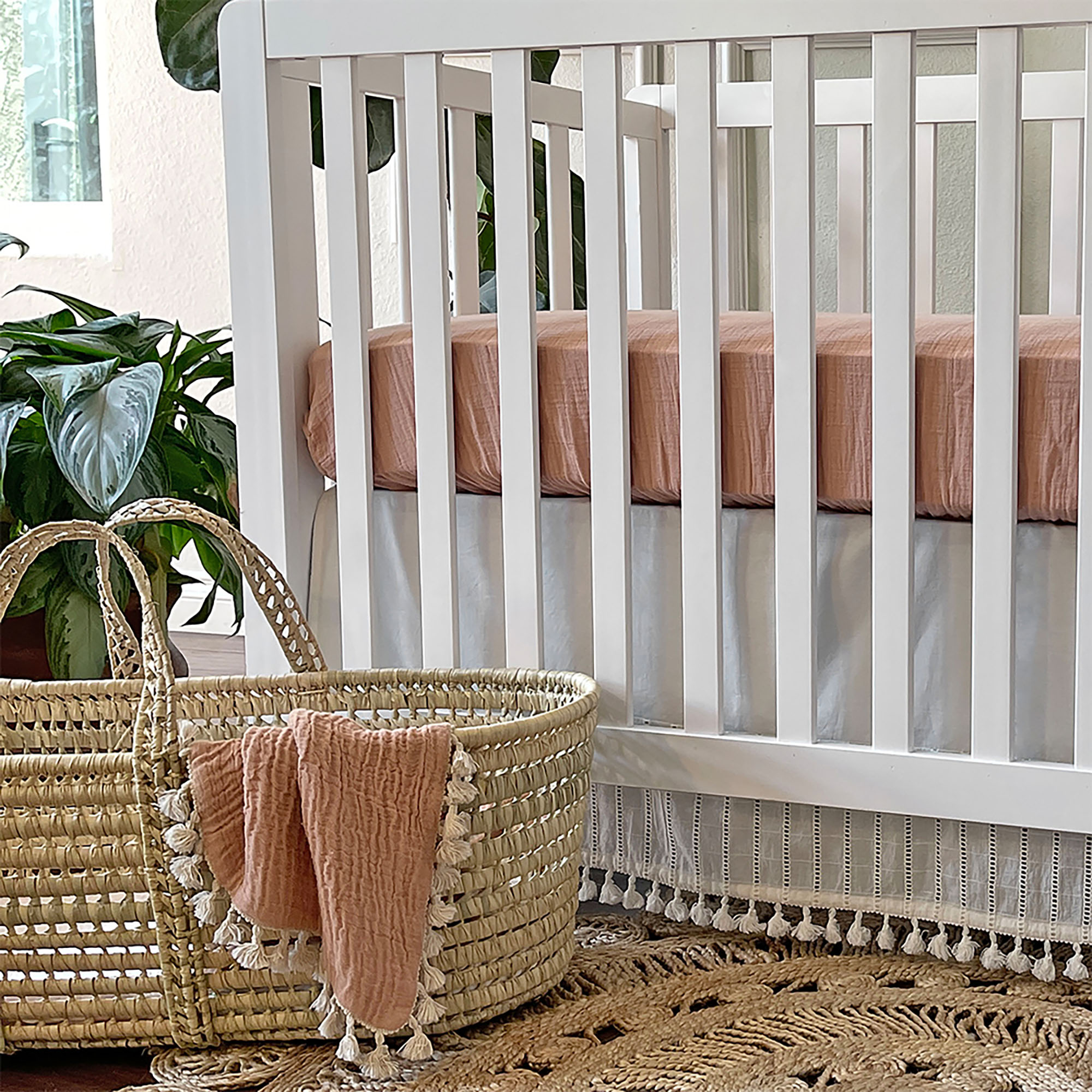 Crane Baby Copper Cotton Muslin Fitted Crib/Toddler Bed Sheets, 100% Cotton