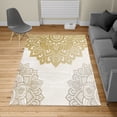 thumbnail image 2 of Flora Turkish Area Rug, South Mandala Design Vibrant Color Ornamental Illustration, Soft Carpet for Living Room Decor with Distressed Look, 2.6' x 5', Dark Khaki, by Ambesonne, 2 of 4