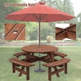 thumbnail image 4 of 8 Person Wooden Picnic Table, Outdoor Camping Dining Table with Seat, Garden, DIY w/ 4 Built-in Benches, 2220lb Capacity, 4 of 5