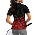 thumbnail image 2 of COEQINE Women 1/4 Zip Golf Shirts Workout Lightweight Golf Tops Red Heart and Musical Notes Print Moisture Wicking Polo Shirts Short Sleeve Sportswear for Valentine's Day, L, 2 of 7