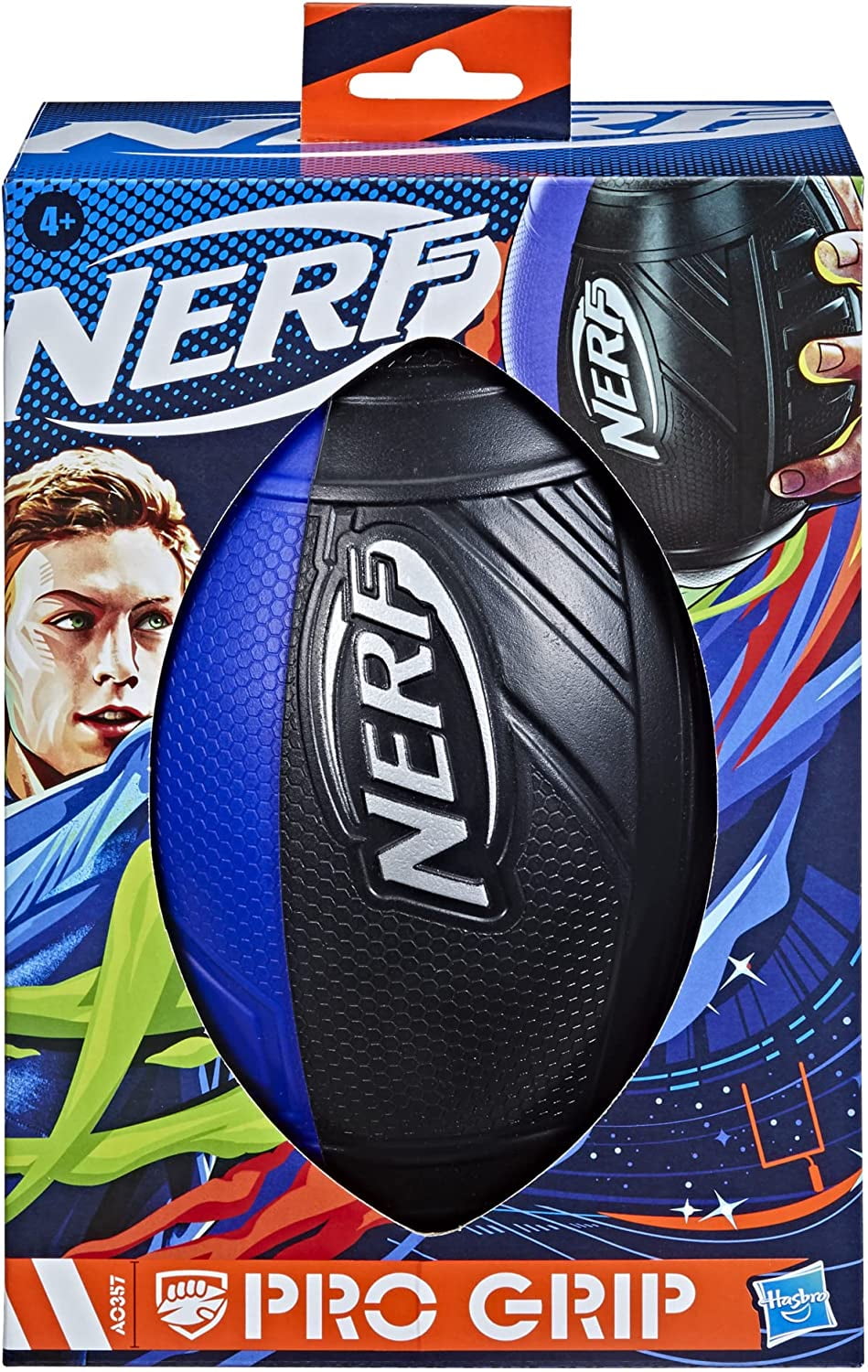 Nerf Pro Grip Classic Foam Football, Easy to Catch and Throw, Indoor Outdoor