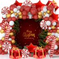 thumbnail image 1 of Globos navideños rojos lanzados Decoraciones navideñas doradas Guirnalda con globos de bastón de caramelo Caja de regalo con globos como telón de fondo para el suministro, 1 of 5