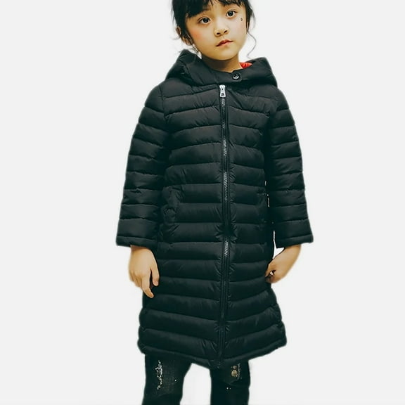 XBASW Kids Baby Long down Coat Hooded Puffer Jacket Toddler Fall Winter Unisex Solid Color Warm Outerwear 3-11T