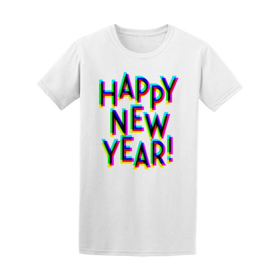 Bright 3d Effect Happy New Year T-Shirt Men -Image by Shutterstock, Male XX-Large