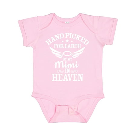 

Inktastic Handpicked for Earth by My Mimi in Heaven with Angel Wings Gift Baby Boy or Baby Girl Bodysuit