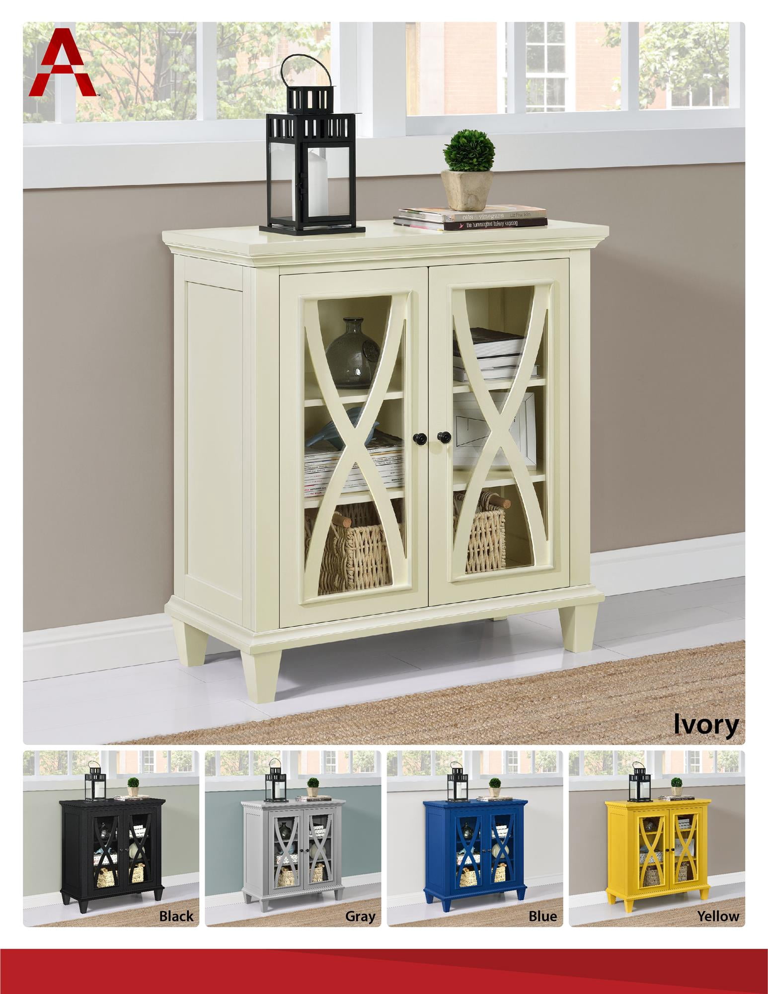 Ameriwood Home Ellington Double Door Accent Cabinet, Multiple Colors - Ivory