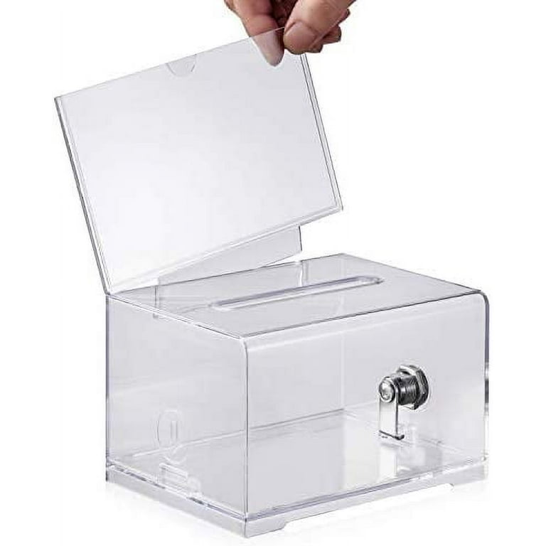 Clear Suggestion/Business Card/Drawing Box with Lock - Round Top