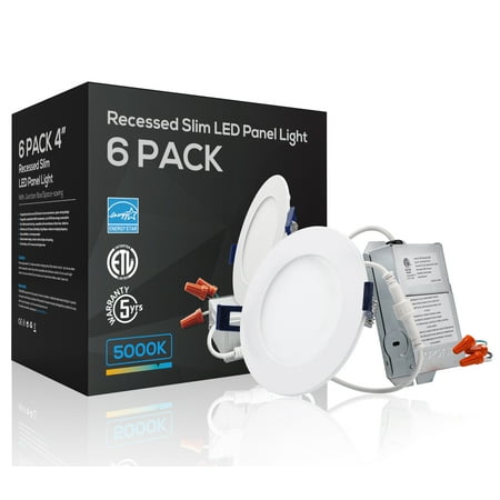 

TORCHSTAR 6-Pack 4 Slim Panel LED Recessed Light with J-box Dimmable Ceiling Canless Downlight Wet location Available ETL & Energy Star Listed 5000K Daylight