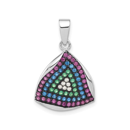 Sterling Silver Geometric Triangle Pendant Necklace with Multicolor Cubic Zirconia for Women Modern Symbol of Creativity and Individuality Contemporary Fashion Jewelry