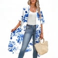 thumbnail image 6 of Xdegoge Kimono Cardigans for Women Open Front Half Sleeve Boho Tropical Print Cover Up Sheer Chiffon Duster Lightweight Summer Casual Daily Outerwear, 6 of 7