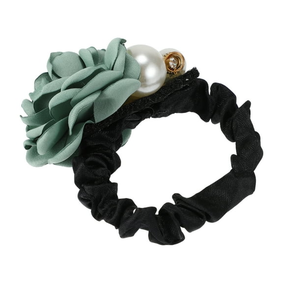 Unique Bargains 1 Pc Classic Grace Pearls Hair Ties Hairdo Ties for Women 2.36" Diameter Green
