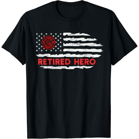 USA Flag Firefighter Retired Hero Fireman Retirement Vintage T-Shirt mens t shirt,black,women,funny,misfits,men,journey