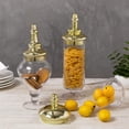 thumbnail image 6 of MyGift 3 Piece Antique-Theme Glass Apothecary Jars with Metallic Brass-Tone Lids, 6 of 6
