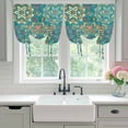 thumbnail image 5 of Tie Up Curtains for Windows Turquoise Turkish Pattern Valance Adjustable Balloon Curtain Vintage Abstract Flower Tie Up Shades for Kitchen Living Room Bedroom Privacy Curtain Drape 34x45 Inch, 5 of 9